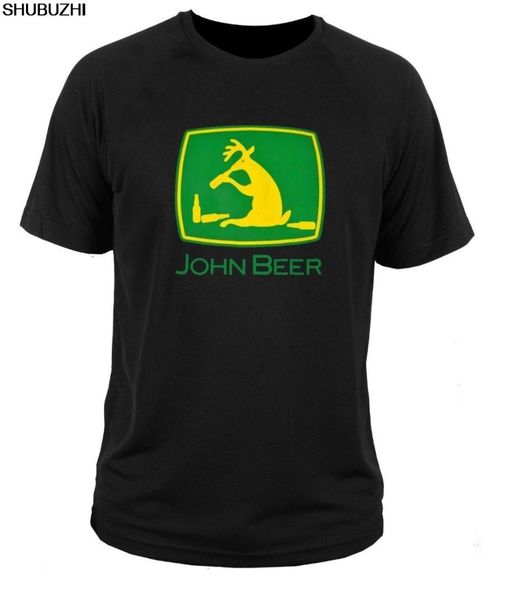 

hip-hop splicing tee shirtjohn beer john deer funny logo t-shirt size s to 3xl crew neck regular short sbz1188, White;black