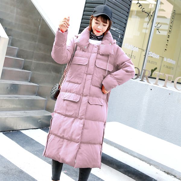 

womens winter jackets hooded stand collar cotton padded female coat winter women long parka warm thicken new big pocke coat m269, Black