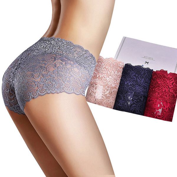 

woman panties lace net yarn panties low waist within temptation underwear women lace embroidery transparent, Black;pink