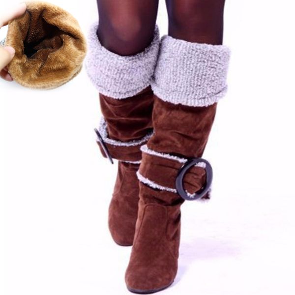 

karin 2019 big size 43 high heels russia winter warm plush snow boots women shoes woman boots party woman female, Black
