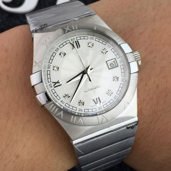 

oemga mens watches automatic watch 316l fine steel gold watch luxury watches 40mm calendar mechanical watch, Slivery;brown