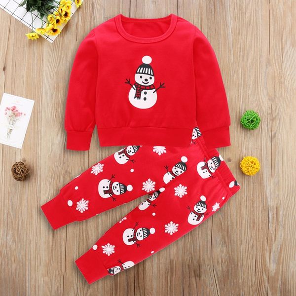 

baby boy sets spring autumn cotton cartoon snowman long sleeve +pants casual 2 pcs set cute bodysuit baby girl clothes, White