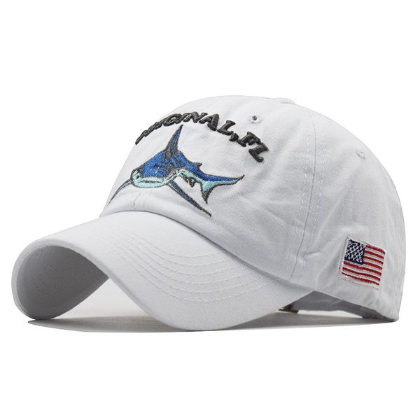

2020 fashion trend cartoon washed embroidered shark spring and summer baseball cap, Blue;gray