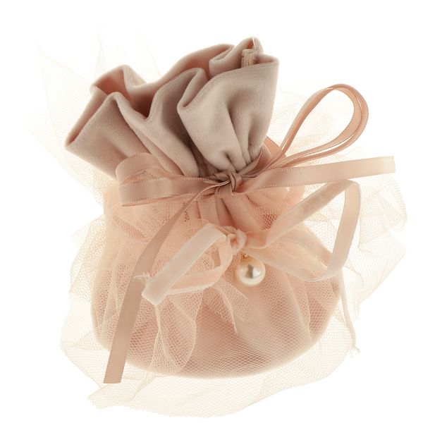 

tulle bow knot jewelry pouch drawstring gift bag wedding party favor