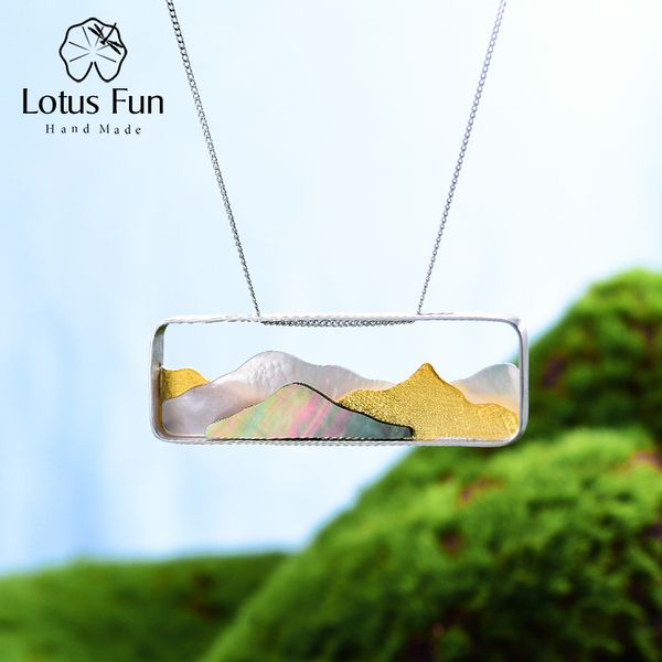 

lotus fun real 925 sterling silver natural sea shell handmade fine jewelry multipeaked mountain design pendant without necklace