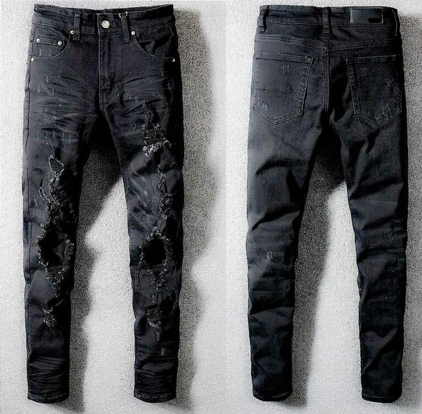 

mens designer pants motorcycle jeans men's jeans arn27 fashionable black slim straight row jeans with holes, Blue