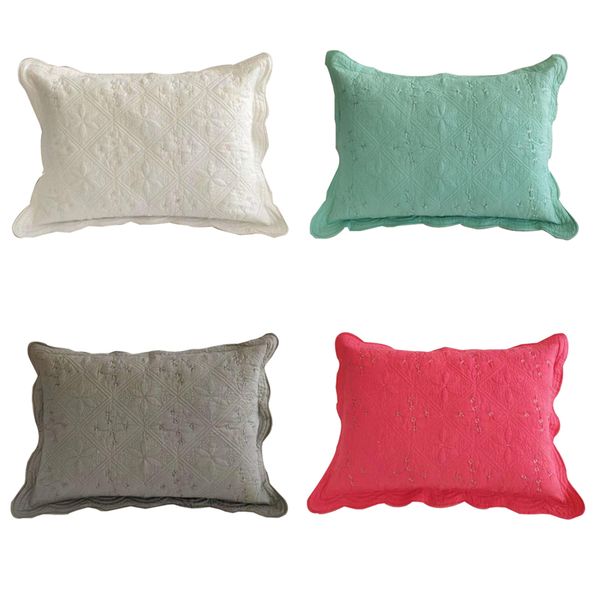 

village standard bed room pillowcase rectangle 100% cotton quilted work home living cushion cover 70 x 50 cm