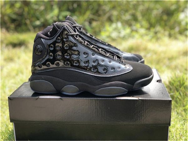 

новейшая 2020 выпуск 13 шапочки и мантия black suede мужчины баскетбол обуви blackout real carbon fiber 414571-012 открытых кроссовки с коро