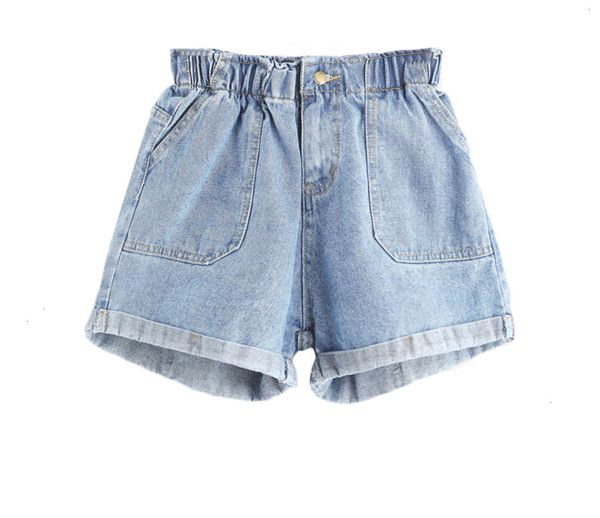 

women shorts women shorts waisted for women jean woman summer blue elastic waist rolled hem ladies casual denim shorts, White;black