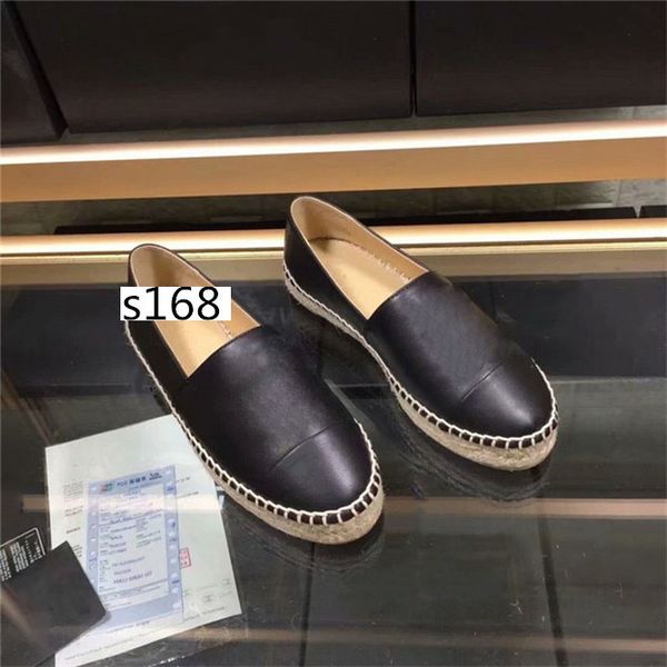 

with boxgenuine leather espadrilles brand designer fashion flats loafers shoes hiking fisherman shoes casual shoes size 35, Black