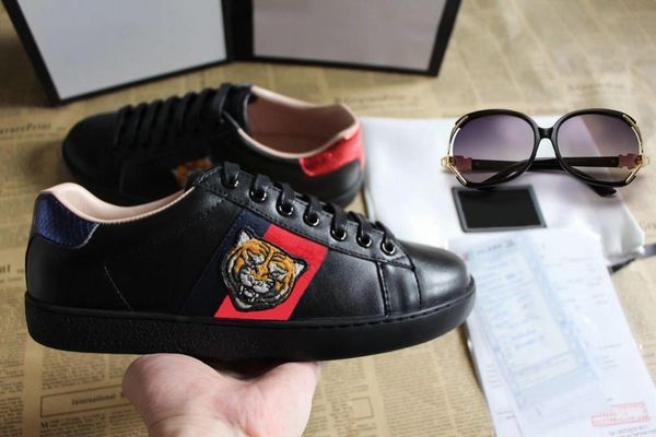 

new men women casual shoes fashion luxury brands designer sneakers lace-up green blue stripe with genuine leather with box 35-47, White;red