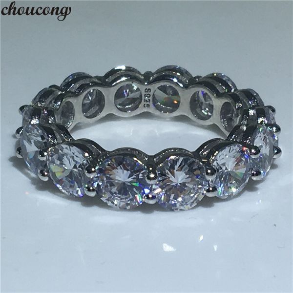 

choucong classic wedding band ring round 6mm 5a zircon sona cz 925 sterling silver engagement rings for women men finger jewelry, Slivery;golden