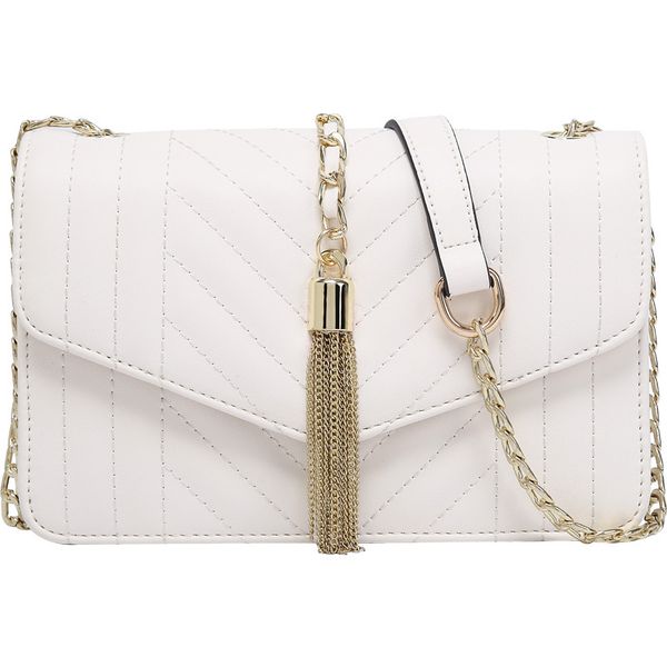 

2020 women new fashion designer pu chain flap classic black and white diamond lattice tassel shoulder bag crossbody daily office