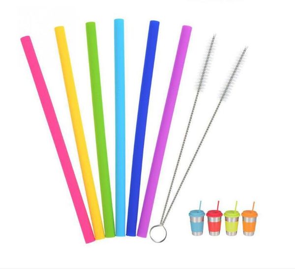 

многоразовые силиконовые соломинки пищевая силиконовая солома бар партии изогнутые питьевые соломинки стакан аксессуары с кистью 6 цветов оп