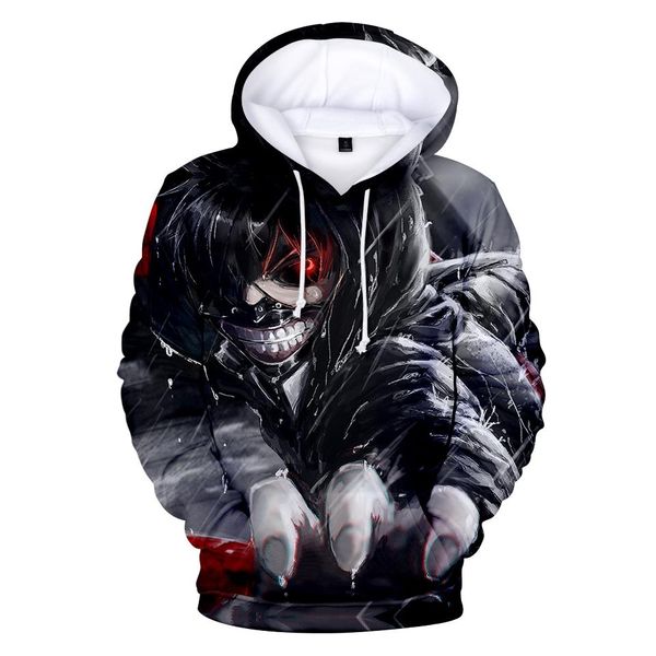 

2019 fashion tokyo ghoul fall winter 3d hoodies women/men sweatshirt anime hooded tokyo ghoul hoodies boys sweatshirts, Black