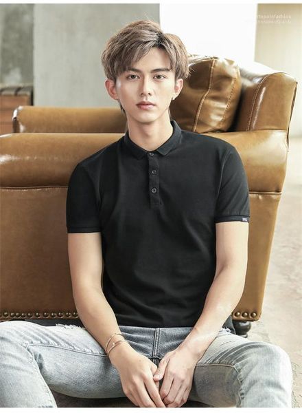 

sleeve solid summer teenager mens black breathable polos mens designer polos fashion short, White;black