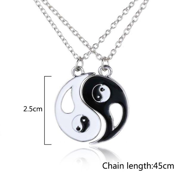 

fashion 2 pcs friends lovers necklace jewelry yin yang tai chi pendant couples necklaces&pendants valentine's gift, Silver