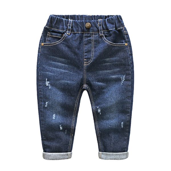 

baby boys girls broken holes ripped jeans spring autumn fall children's denim trousers kids pants retail size 2 3 4 5 6 years, Blue