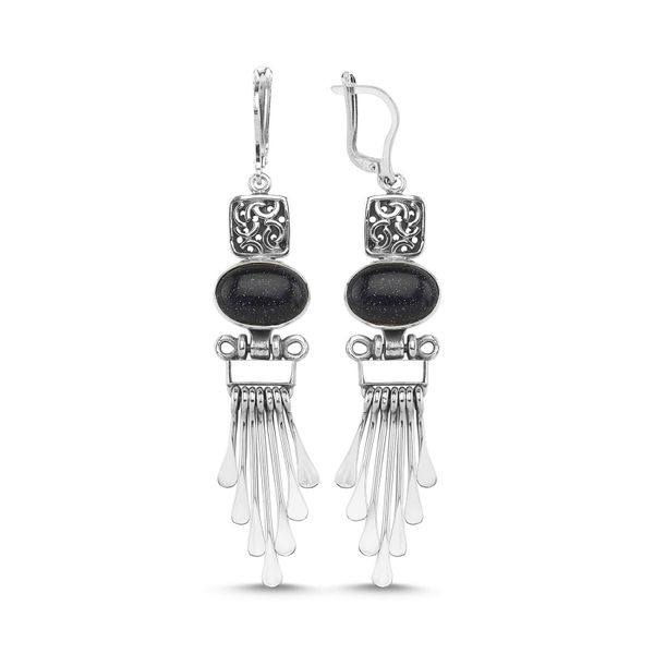 

armagano blue star cubic zirconia dangle hand handwork earrings, Silver
