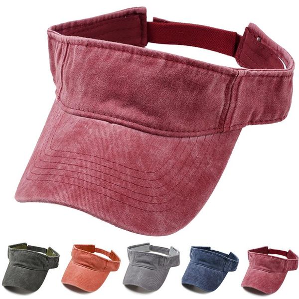 

women men summer casual hat cotton blend camping tennis golf sports adjustable solid visor cap sunscreen hiking cycling outdoor, Blue;gray