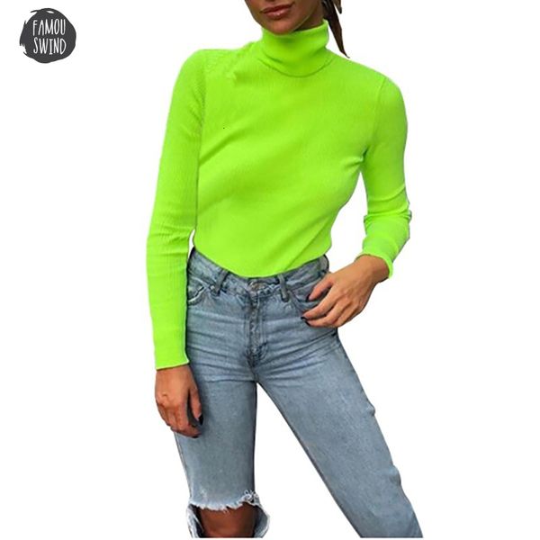 

women sweater fashion women turtuleneck regular knitted fluorescent green autumn winter casual long sleeve sweater pullovers drop shipping, White;black