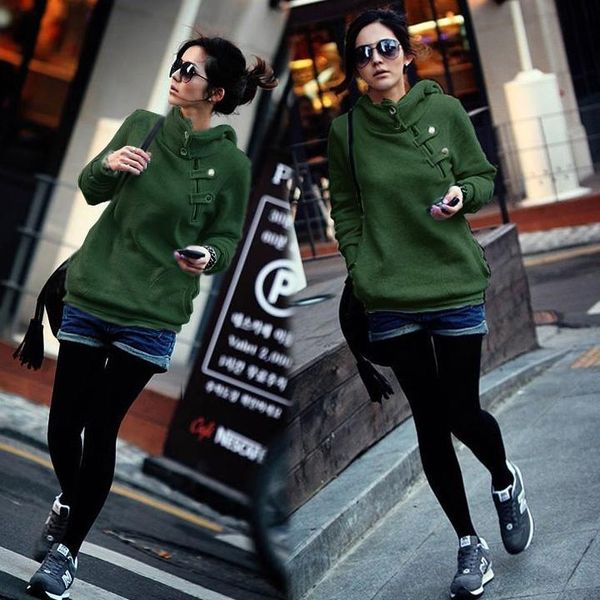 

fashion women long sleeve hoodie sweatshirt only, accessory not included gray, green pullover casual, Black