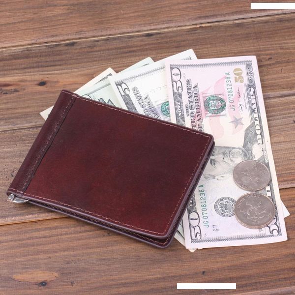 

праздник selling! 2016 мода бумажника держатель мужчины женщины подлинная италия растительное загорелая кожа деньги клипы сумка кошелек, Black