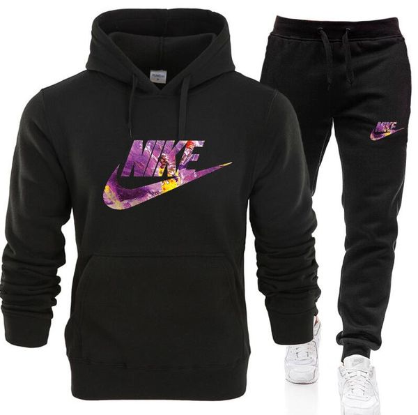 

горячие продажи мужчины повседневная комплект спортивной одежды 2019 осень с капюшоном кофты спортивные костюмы мужской сплошной спортивный, White