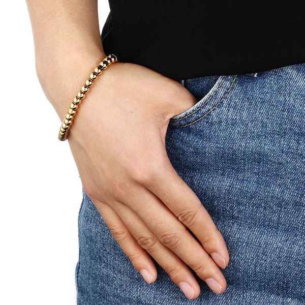 

female stainless steel ball beads bracelets gold silver tone cuff bracelets for women statement jewelry pulsera wristband girls, Black