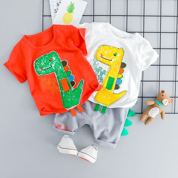 

2019 summer baby girls boys clothing sets infant clothes suits cotton cartoon t shirt shorts kids children costume, White
