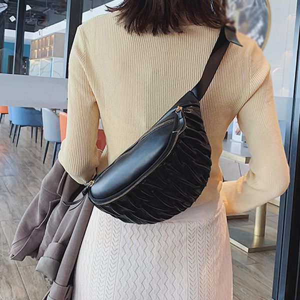 

crossbody bag for women chest bag pleated belt shoulder bags female leather chest pack purse sac a main femme
