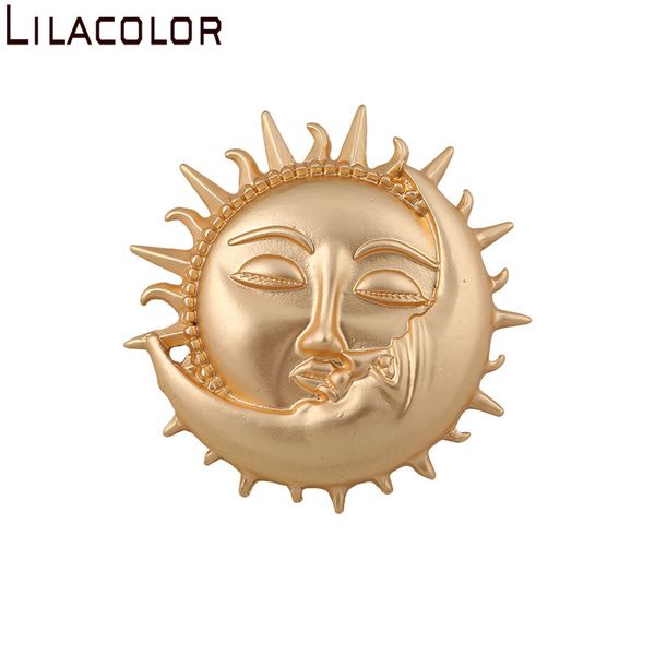 

lilacolor винтажная брошь новый дизайн металла sun moon face броши для женщин мода золото цвет броши булавки партии аксессуары подарок, Gray