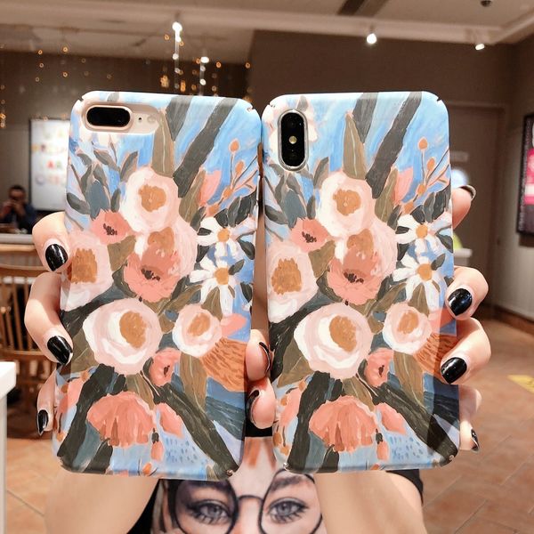 

watercolor flowers for 8plus apple x phone case xs max/xr/iphone7p/6s women's frosted cover
