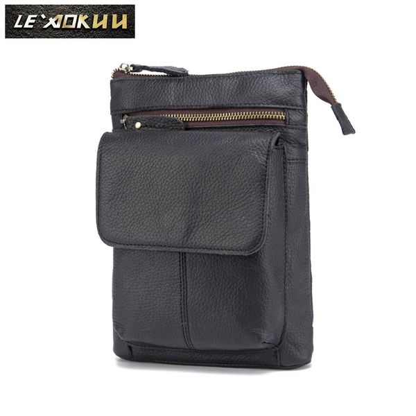 

original leather male design shoulder messenger crossbody bag casual fashion 10" tablet school university student bag 611-17c