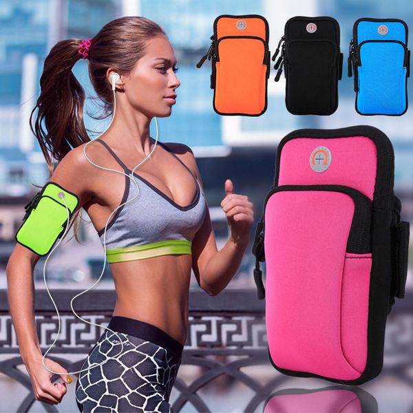 

sport armband case zippered fitness running arm band bag pouch jogging workout cover for mobile 7plus smart phone bag(4-6inches