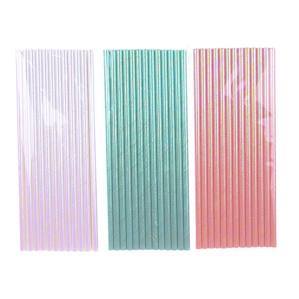 

25 pcs/lot iridescent paper straws drinking diy rainbow straws decordation
