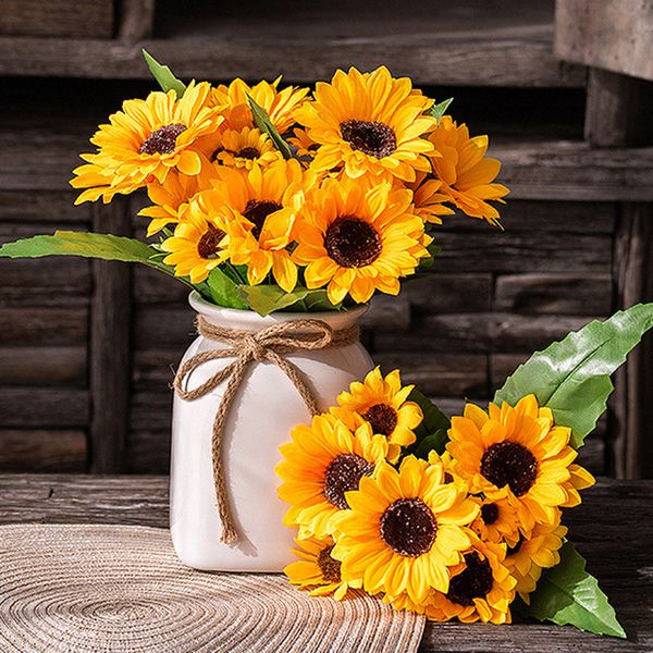

artificial flowers silk sunflower bouquet 3.5*2\" valentines anniversary gifts