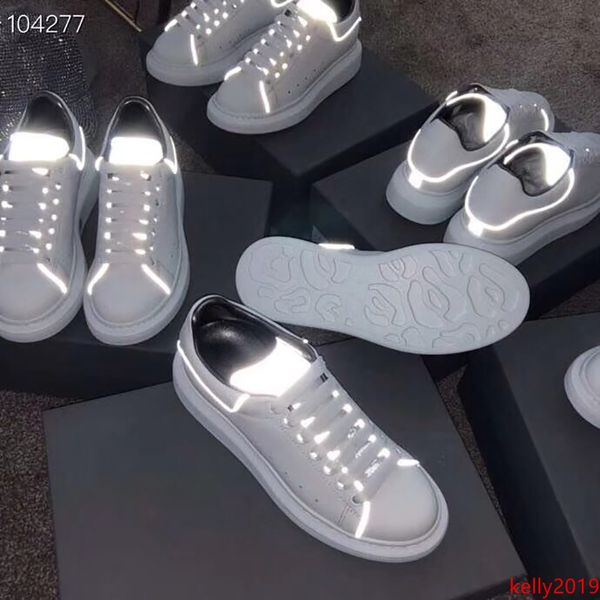 

luxury women casual shoes new designer men reflective genuine leather sneakers lightweight lacing-up casual shoes thrick bottom shoes