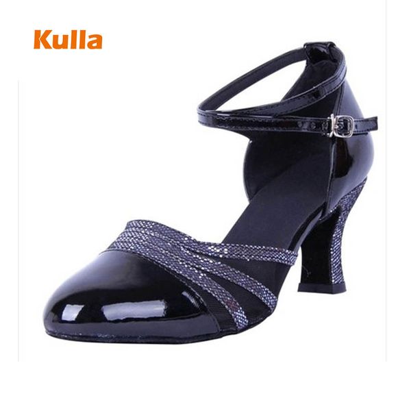 

women latin dance shoes ladies ballroom tango salsa dance shoes soft sole practice dancing black/silver/gold heeled 6cm