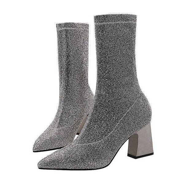 

2019 new women boots shoes woman half short winter shoes simple fashion mid calf boots pointed toe ladies footwear ds-c0299, Black