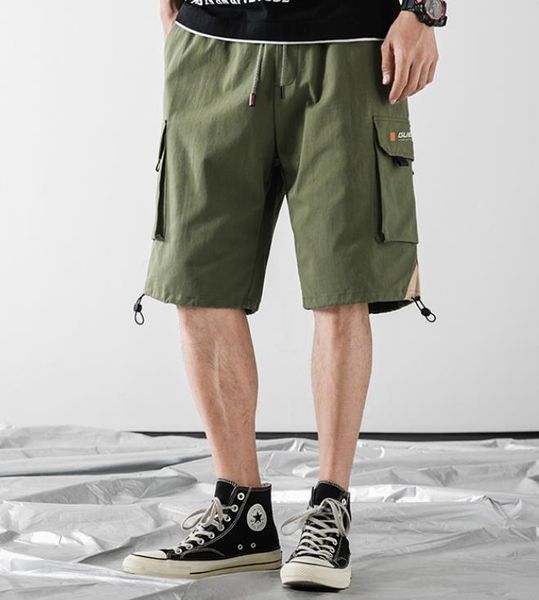

c9158 summer new workwear shorts loose sports cotton mens casual loose drawstring knee length mens shorts pants free, White;black