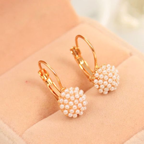

earrings for women new fashion imitation pearl beads ear cuff gold plated stud earrings for women jewelry stud earrings, Golden;silver