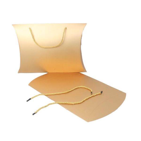 Kundenspezifischer Markennamendruck, Haarverlängerungsbündel, Perückenverpackung, goldene Papierbox mit Seilgriff, Geschenk-Einkaufsverpackungsboxen