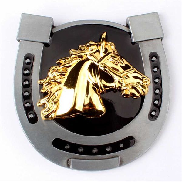 

belt buckle western style equestrian cowboy knight universal belt accessories horse pattern metal buckles button head, Black;brown