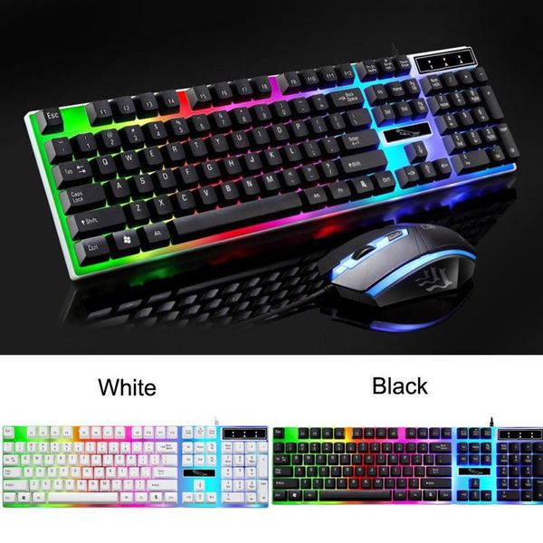 2020 g21 conjunto de teclado e mouse colorido retroiluminado padrão teclado 104 teclas com fio usb ergonômico teclados e mouse para jogos