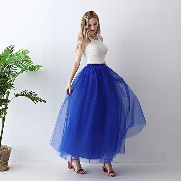 

jupe long skirt 5 layers maxi long women skirt tulle spring skirts bridesmaid wedding skirt size faldas saias femininas, Black