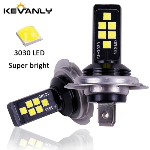 

2pcs car h7 led super bright fog light 12 3030 smd bulb car lights 6000k white red amber replacement for driving lamp automotive