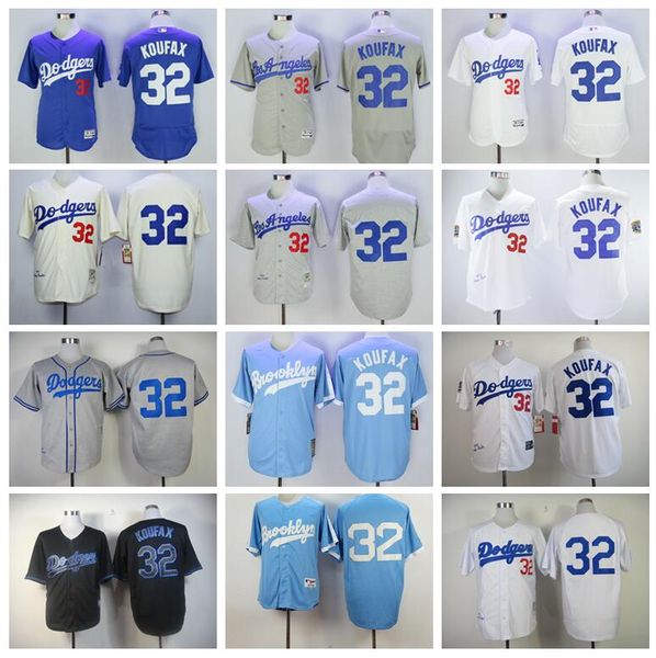

1955 1958 1963 retire vintage 32 sandy koufax baseball jersey team blue white grey black beige flexbase cool base sewing breathable men, Blue;black