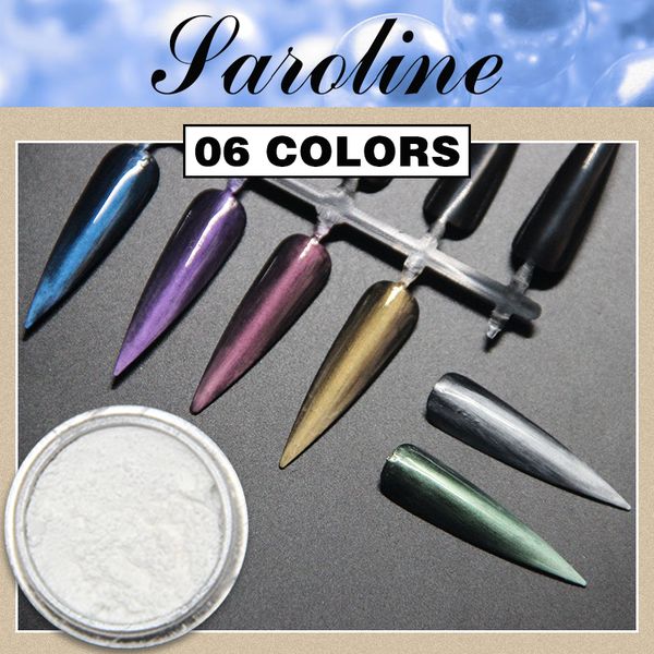 

saroline mirror holographic mirror effect manicurel decoration nail glitter powder perfect glitter dazzling chrome pigment, Silver;gold