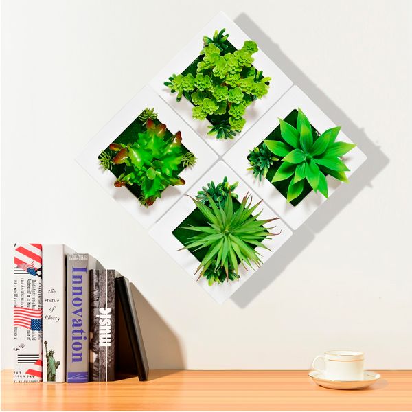 

3d creative me succulent plants imitation wood p frame wall decoration artificial flowers home decor